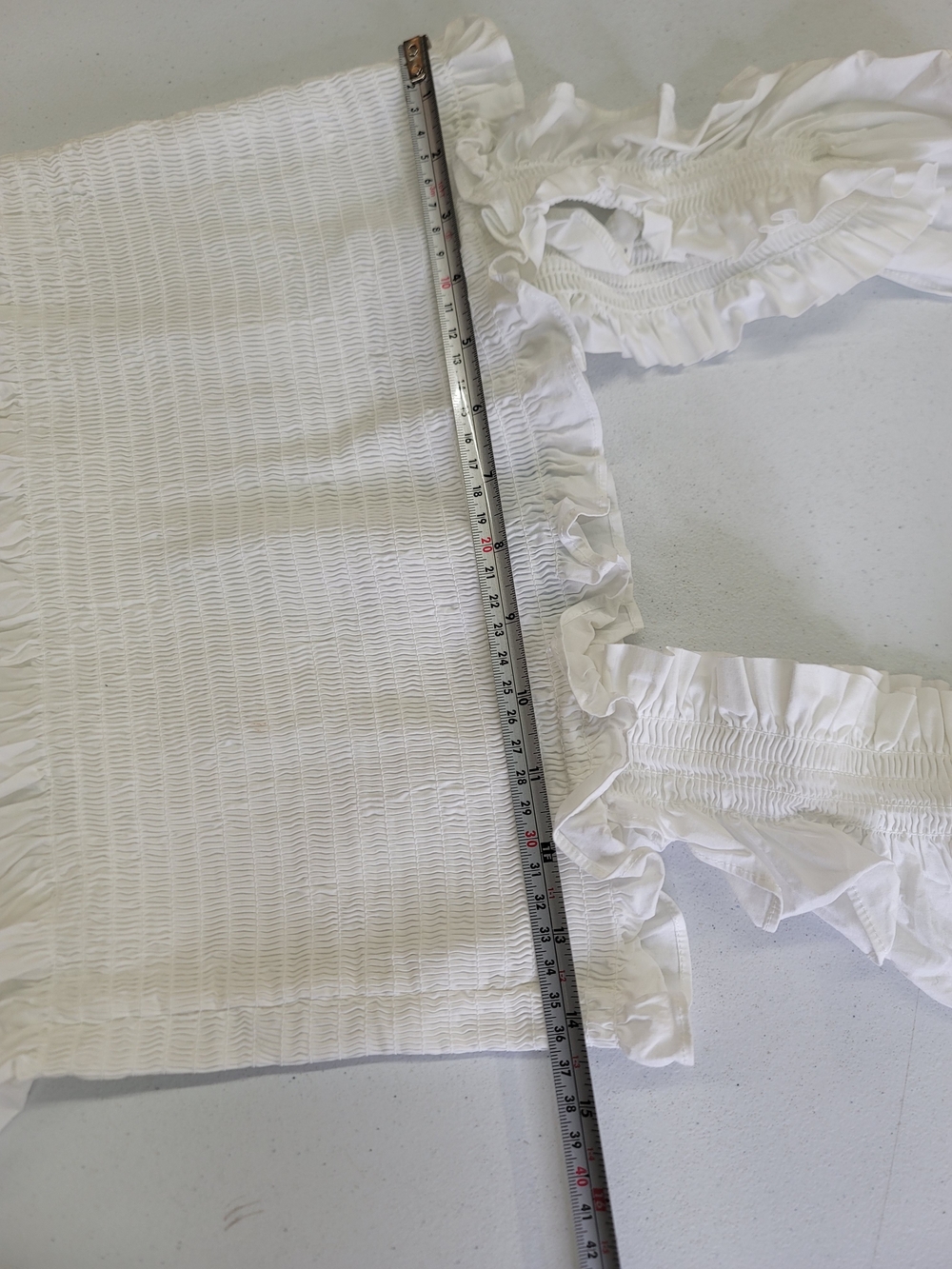 Hill House The Paz nap White Smocked Ruffle Peplum Top - Picture 11 of 11